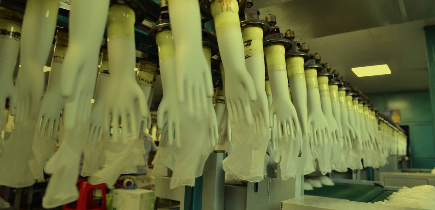 Gloves on the production line
